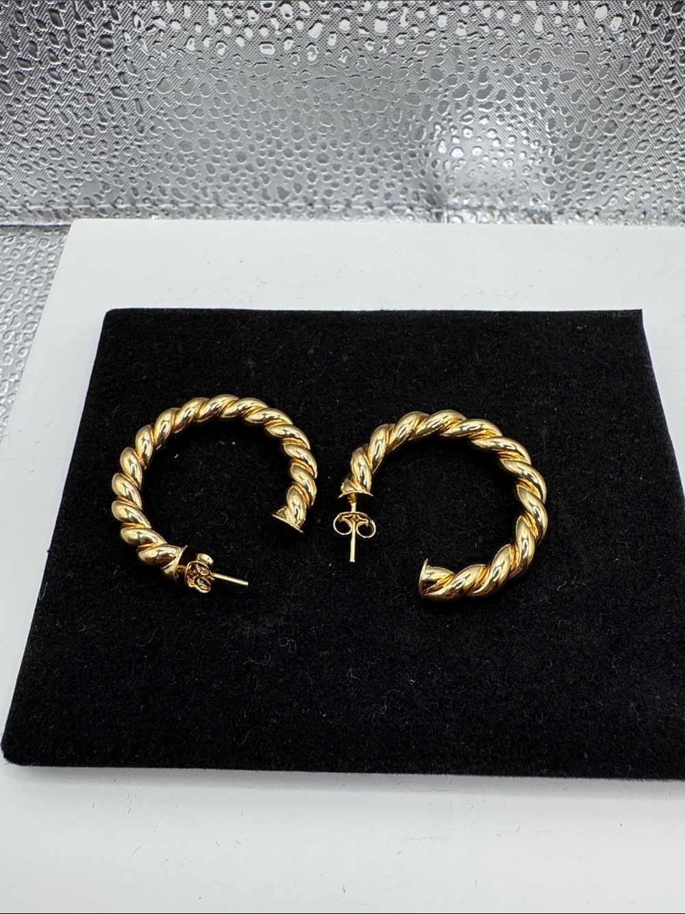 Twisted Gold Hoop Earrings for Women - Polished Spiral Design